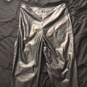 Shein Split hem leather look pants